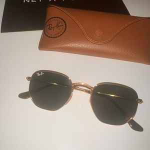 Ray-Ban hexagon framed gold sunglasses